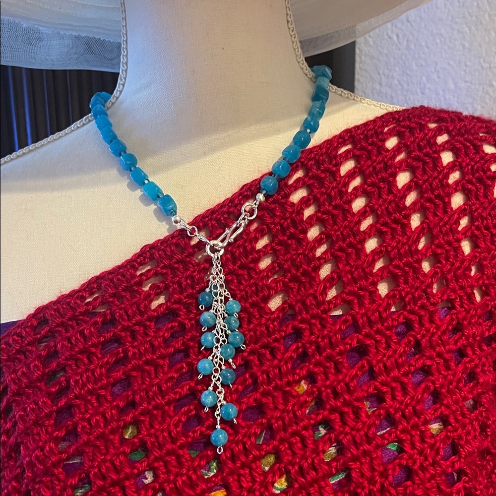 Elegant Blue Beaded Necklace with Silver Accents